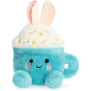 Aurora® Adorable Palm Pals™ Lopi Bunny Latte™ Stuffed Animal – Fun Collectible Plush for Kids and Adult Collectors – Seasonal Plush for Easter Holiday – Blue 6 Inches